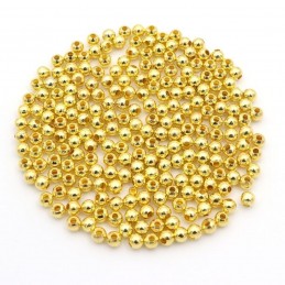 LOT 50 PERLES METAL : rondes lisses dorées 4mm 