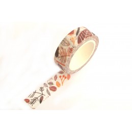 Ruban Washi 15 mm x 10 m motif feuillage d'automne 