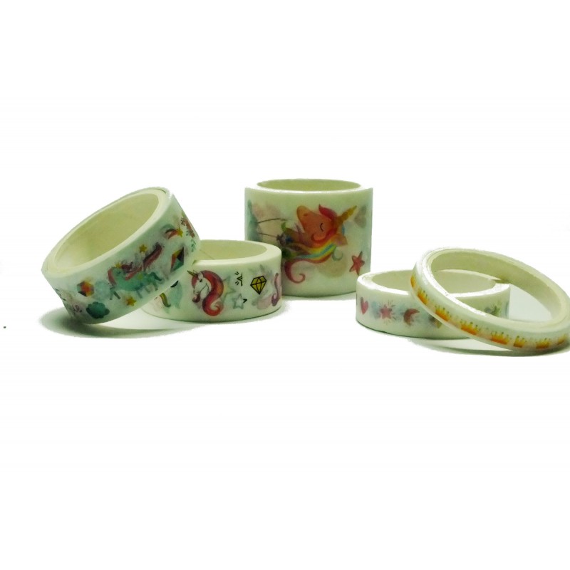 Lot de 5 rubans washi Licorne (02) Lot de 5 rubans washi Licorne (02)