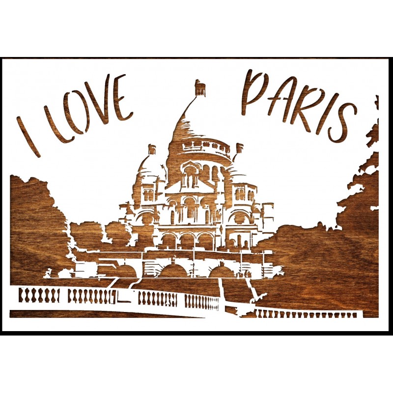Pochoir A4 en plastique Mylar I love Paris (02) 