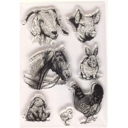 7  tampons  silicone scrapbooking animaux de la ferme  