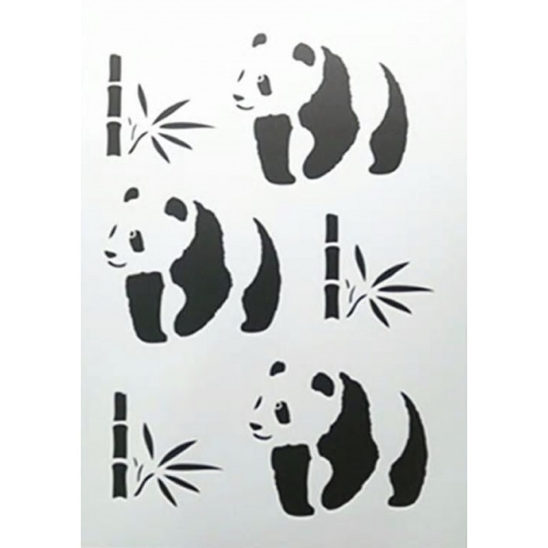 POCHOIR PLASTIQUE 30*21cm : Panda et bambou 