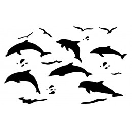 POCHOIR PLASTIQUE 30*21cm : dauphins (02) 