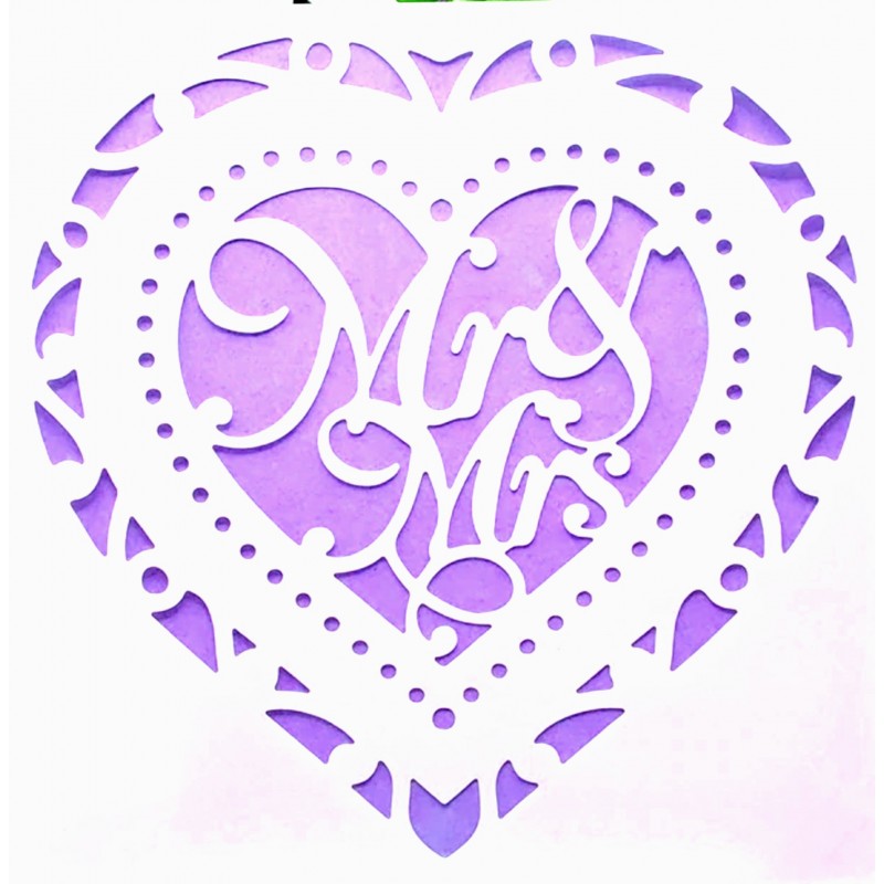 POCHOIR PLASTIQUE 13*13cm : coeur mariage (02) POCHOIR PLASTIQUE 13*13cm : coeur mariage (02)