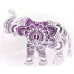 POCHOIR PLASTIQUE 15*15cm : éléphant Mandala 