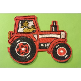 APPLIQUE TISSU THERMOCOLLANT : tracteur rouge 8*6.5cm 