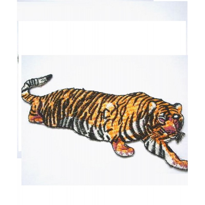 APPLIQUE TISSU THERMOCOLLANT : tigre marron/blanc 17*7cm (04) 