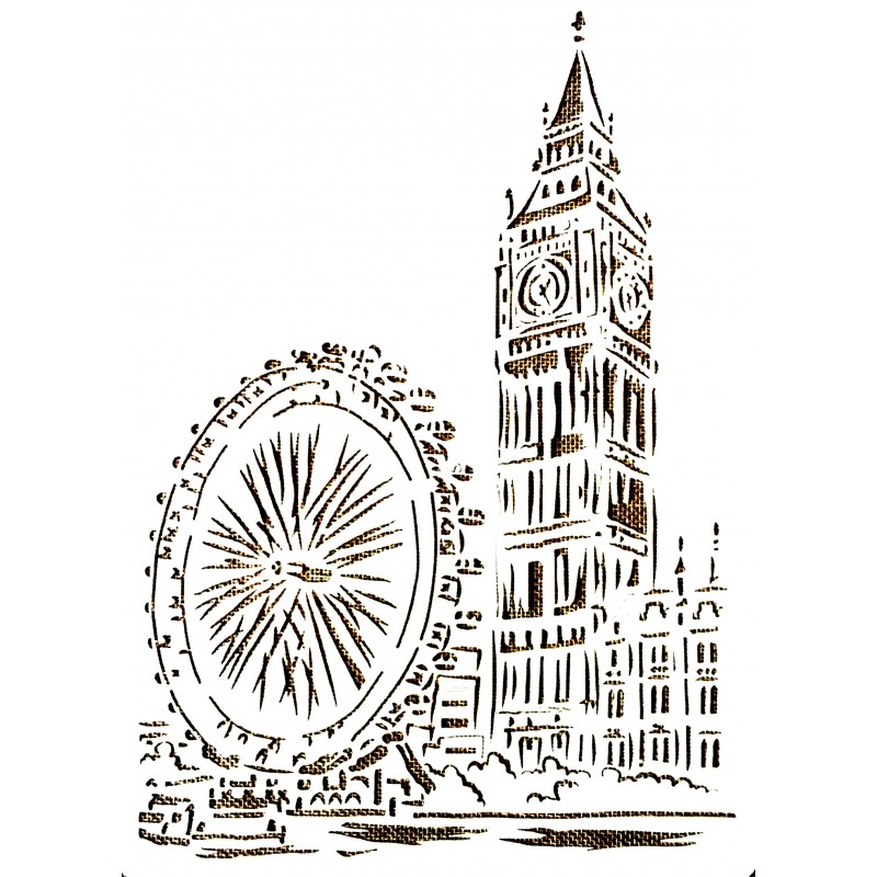 POCHOIR PLASTIQUE 30*21cm : monument - la tour horloge du palais de Westminster 