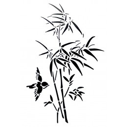 POCHOIR PLASTIQUE 30*21cm : fleur des étangs et oiseau (01) 