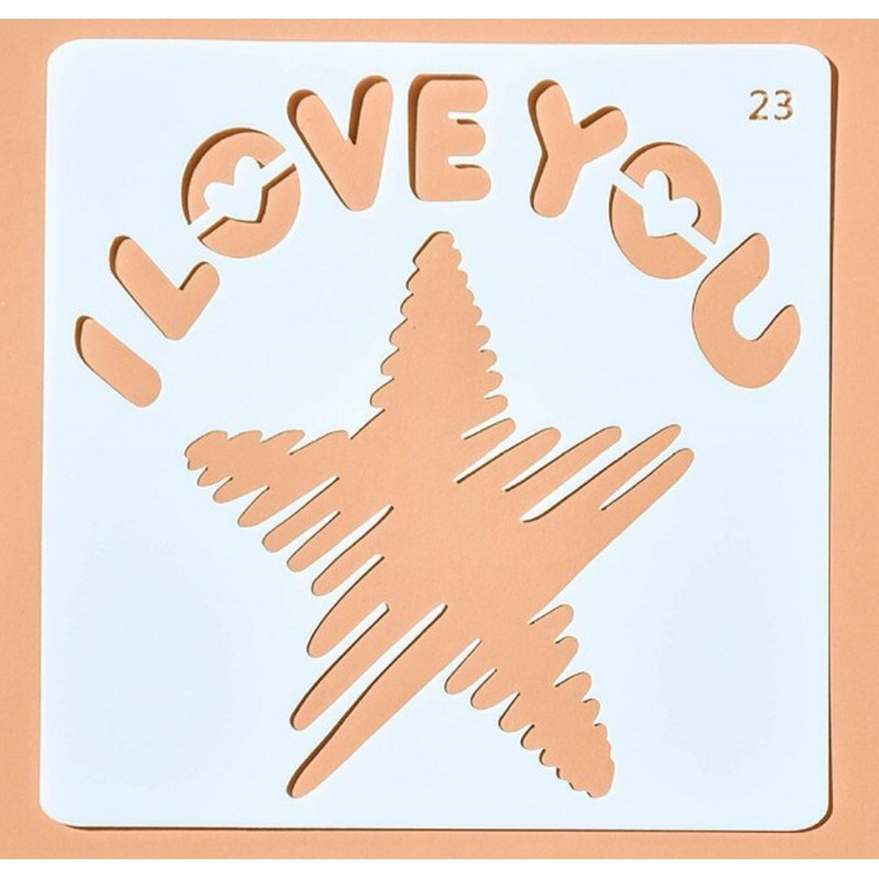 POCHOIR PLASTIQUE 13*13cm : I Love You 