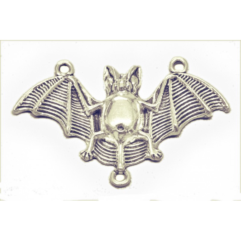 1 BRELOQUE plaqué argent : chauve souris 47*28mm (01)  