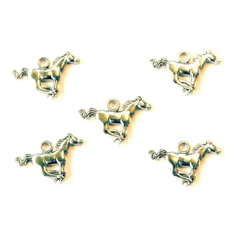 LOT 5 CHARMS/BRELOQUES  plaqué argent :cheval 21*17mm (01) 