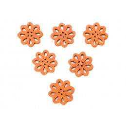 LOT 6 BOUTONS BOIS : fleur marguerite orange 20mm 