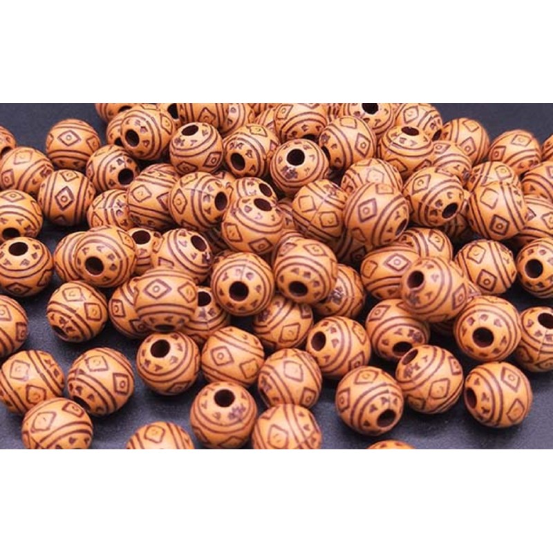 LOT 50 PERLES ACRYLIQUES : rondes marron/noir 7mm (01) 