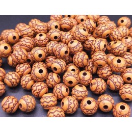 LOT 50 PERLES ACRYLIQUES : rondes marrons/noires 7mm (02) 