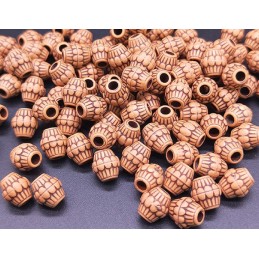 LOT 50 PERLES ACRYLIQUES : tonneau marron/noir 7*6mm (03) 