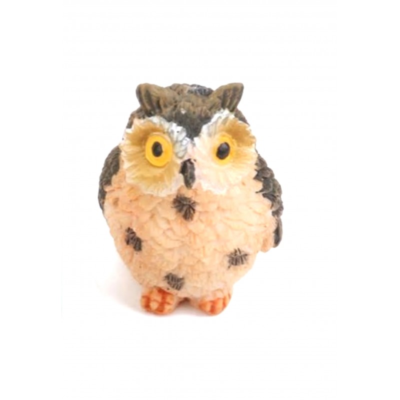 MINIATURE EN RESINE : hibou marron hauteur 3cm (01)  