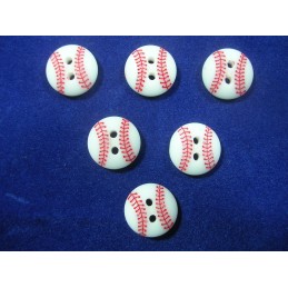 LOT 6 BOUTONS : balle tennis blanche/rouge 13mm 
