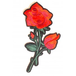 APPLIQUE TISSU THERMOCOLLANT : rose couleur rouge 120*70mm (08) 