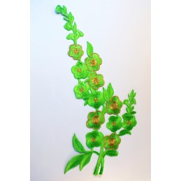APPLIQUE THERMOCOLLANT : fleur verte/dorée 26*11cm 
