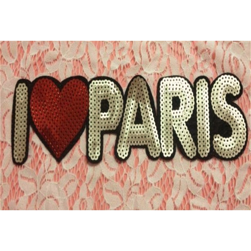 APPLIQUE THERMOCOLLANT : J'aime Paris 26 x7cm 