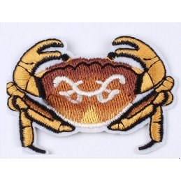 APPLIQUE TISSU THERMOCOLLANT : crabe 6*4cm (01) 