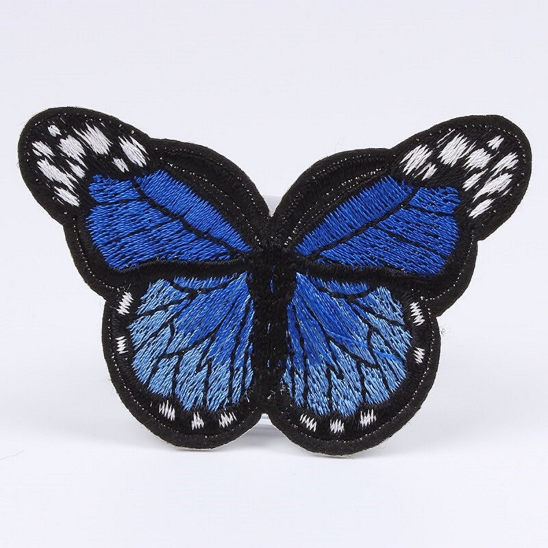 APPLIQUE TISSU THERMOCOLLANT : papillon bleu fonçé 7*4cm 