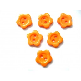 LOT 6 BOUTONS : fleur orange 13mm 