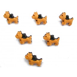 LOT 6 BOUTONS : scottie orange/noir 18mm 