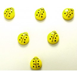LOT 6 BOUTONS : coccinelle jaune clair 13mm 
