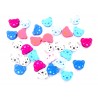 LOT 30 PERLES BOIS : tête ours bleu/rose/blanc 24*19mm 
