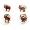 LOT 15 PERLES BOIS : rondes blanches motif cerf 16mm  
