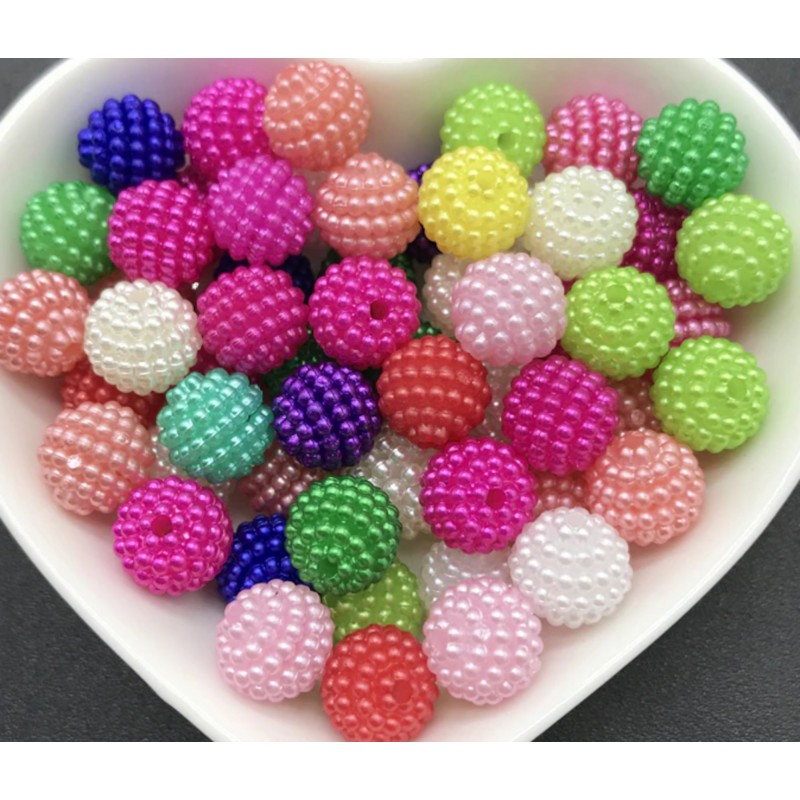 LOT 20 PERLES ACRYLIQUES : boules micro-perles multicolores 9mm  (02) 