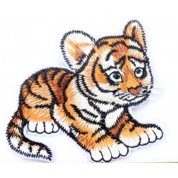 APPLIQUE TISSU THERMOCOLLANT : petit tigre 6*5cm 