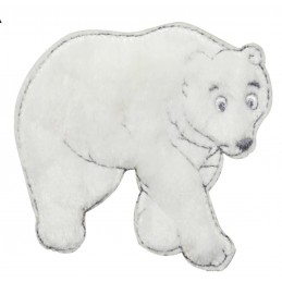 APPLIQUE TISSU THERMOCOLLANT : ours polaire blanc 8*8cm (01)  