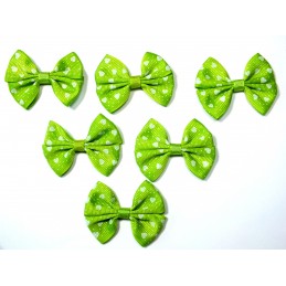 LOT 6 APPLIQUES tissu polyester : noeud papillon vert avec motif coeur 5.5*4cm (086) 