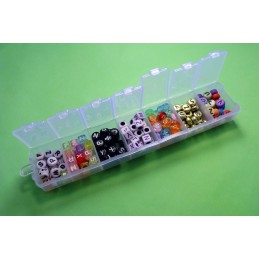Boite à compartiments avec 200 perles 8mm -10 couleurs differentes (boite n° 10) 