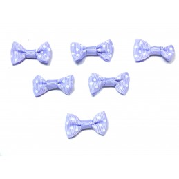 LOT 6 APPLIQUES tissu polyester : noeud papillon mauve avec motif pois 28*15mm 
