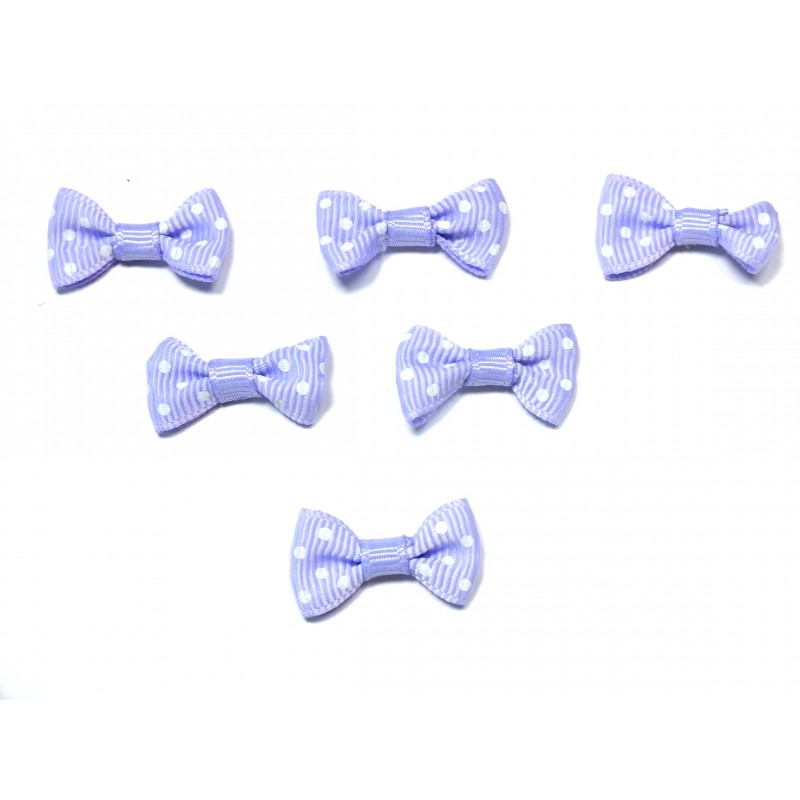 LOT 6 APPLIQUES tissu polyester : noeud papillon mauve avec motif pois 28*15mm LOT 6 APPLIQUES tissu polyester : noeud papillon mauve avec motif pois 28*15mm