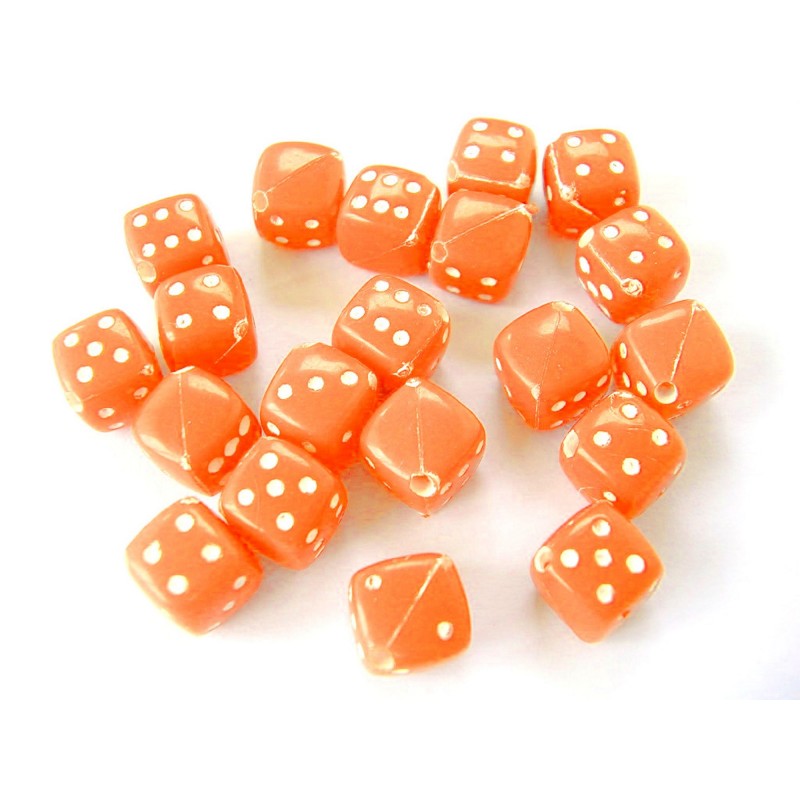 LOT 20 PERLES ACRYLIQUES : dés orange 8mm (01) 