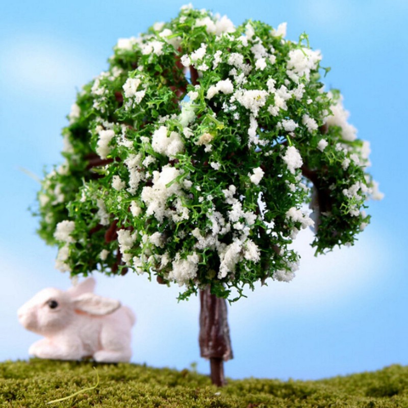 MINIATURE SYNTHETIQUE : arbre vert/blanc hauteur 5cm (09) 