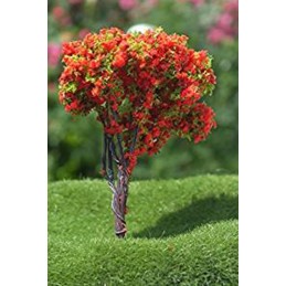 MINIATURE SYNTHETIQUE : arbre rouge/vert hauteur 6cm (19) 