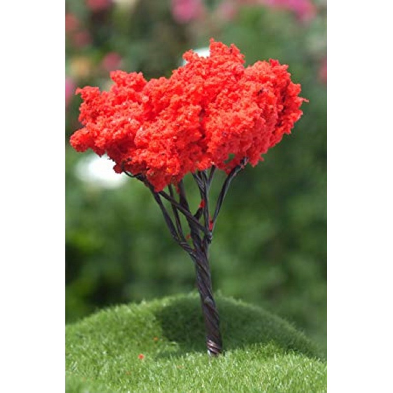 MINIATURE SYNTHETIQUE : arbre rouge hauteur 6cm (21) 