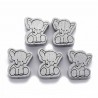 LOT 20 PERLES BOIS : éléphant gris 25*20mm 