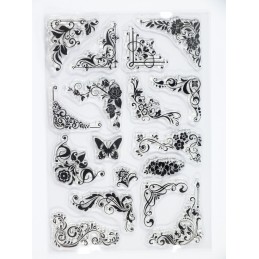 17 tampons silicone angles baroque fleuris 