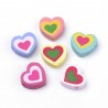 LOT 50 PERLES BOIS : coeur multicolore 18*17mm (01) 