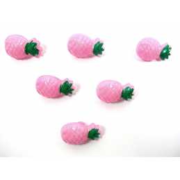LOT 6 BOUTONS ACRYLIQUES : ananas rose clair 18*11mm 