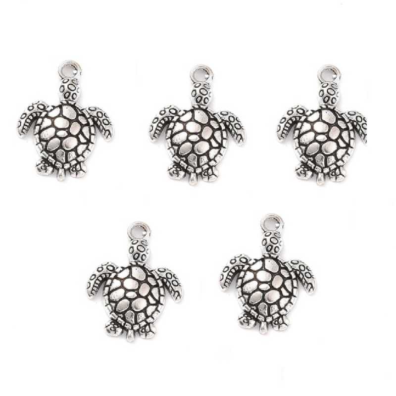 LOT 5 CHARMS/BRELOQUES  plaqué argent tortue 22*16mm (03) 