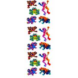 FEUILLE 5*16cm : 15 stickers motif grenouille de 20mm (01) 
