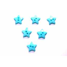 LOT 6 BOUTONS ACRYLIQUES : étoile bleu ciel 12mm 